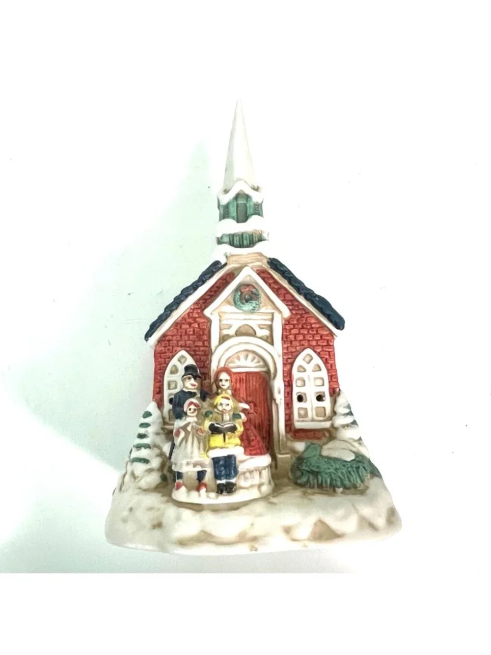 Vintage Brinn's Porcelain Musical Church Joy to the World Christmas Village Box